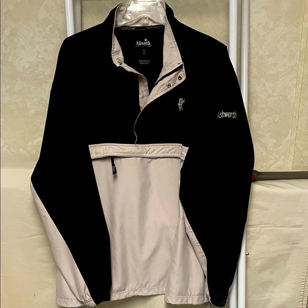 Ashworth Black and Tan Half-Zip Jacket